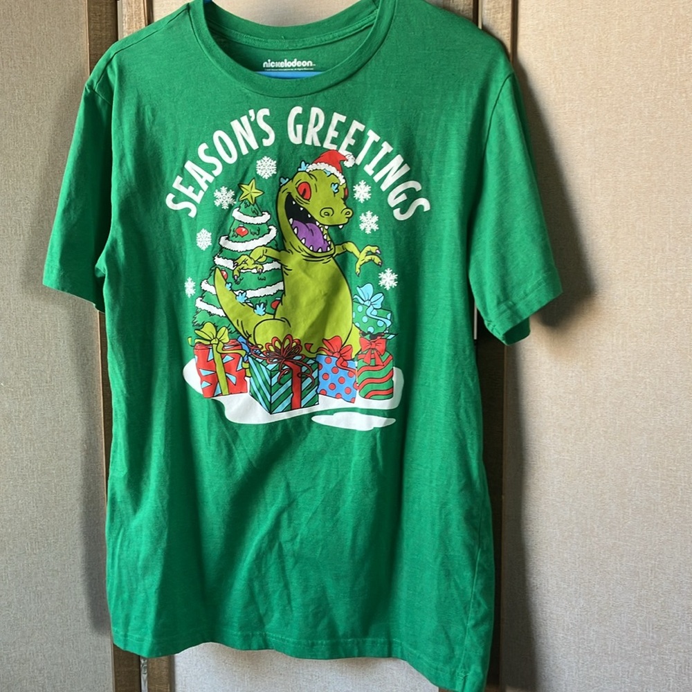 FINAL MARKDOWN Unisex Nickelodeon seasons greetings Green Tee medium